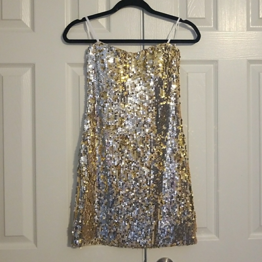 Strapless sequin dress